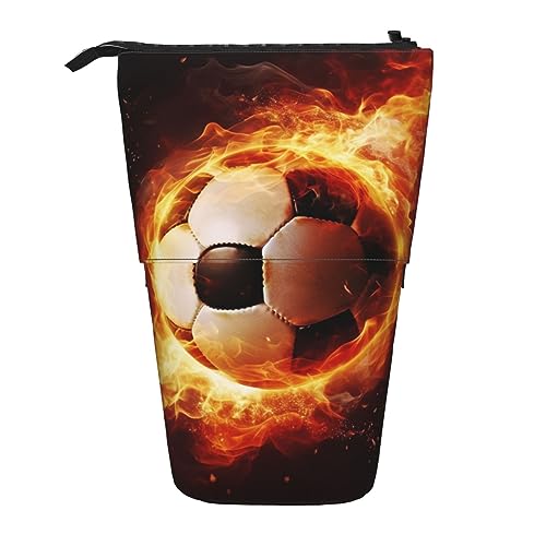 RLDOBOFE Federmäppchen mit Feuerfußball-Aufdruck, einziehbar, Organizer, Stifthalter, Aufbewahrungstasche, Kosmetiktasche für Büro, Weihnachten, Urlaub, Schwarz , Einheitsgröße von RLDOBOFE