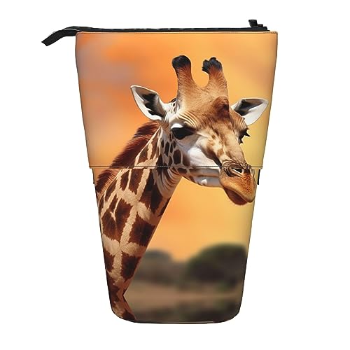 RLDOBOFE Federmäppchen mit Giraffen-Aufdruck, einziehbar, Stiftehalter, Aufbewahrungstasche, Kosmetiktasche für Büro, Weihnachten, Urlaub, Geschenk, Schwarz , Einheitsgröße von RLDOBOFE