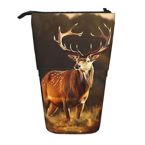 RLDOBOFE Federmäppchen mit Tier-Hirsch-Aufdruck, einziehbar, Organizer, Stifthalter, Aufbewahrungstasche, Kosmetiktasche für Büro, Weihnachten, Urlaub, Geschenk, Schwarz , Einheitsgröße von RLDOBOFE