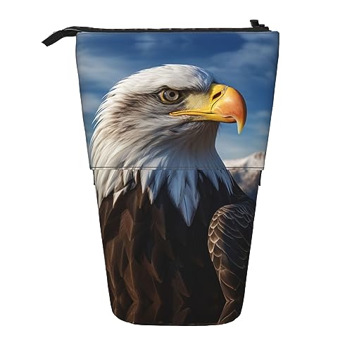 RLDOBOFE Federmäppchen mit amerikanischem Weißkopfseeadler-Druck, einziehbar, Stiftehalter, Aufbewahrungstasche, Kosmetiktasche für Büro, Weihnachten, Urlaub, Schwarz , Einheitsgröße von RLDOBOFE