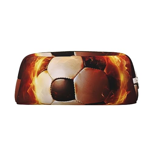 RLDOBOFE Feuer-Fußball-Reisetasche, wasserdicht, mit Reißverschluss, Leder, Stiftebox, Kosmetiktasche für Büro, Reisen, gold, Einheitsgröße von RLDOBOFE