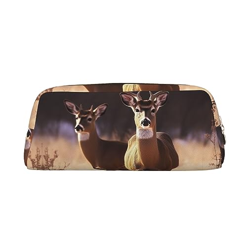 RLDOBOFE Free Deer Reisetasche, wasserdicht, mit Reißverschluss, Leder, Stiftebox, Kosmetiktasche für Büro, Reisen, gold, Einheitsgröße von RLDOBOFE