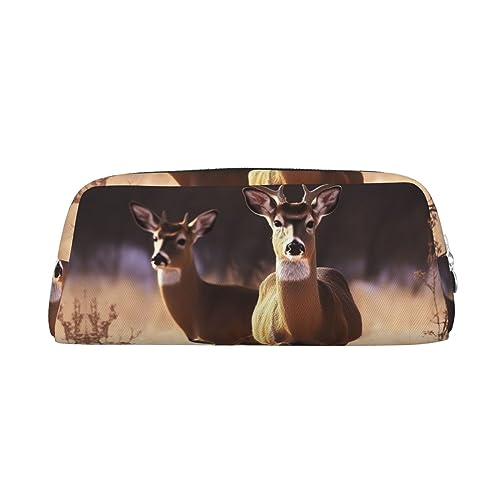 RLDOBOFE Free Deer Reisetasche, wasserdicht, mit Reißverschluss, Leder, Stiftebox, Kosmetiktasche für Büro, Reisen, silber, Einheitsgröße von RLDOBOFE