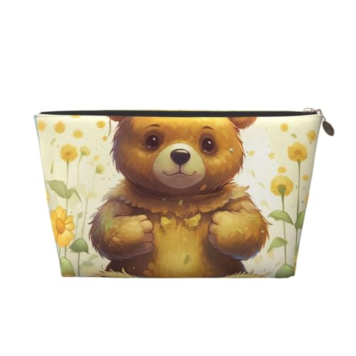 RLDOBOFE Kulturbeutel für Damen und Herren, Reise-Make-up-Tasche, Blume und Bär, Make-up-Tasche, Kosmetiktasche, gold, Einheitsgröße RLDOBOFE Kulturbeutel für Damen und Herren, Reise-Make-up-Tasche, Blume und Bär, Make-up-Tasche, Kosmetiktasche, gold, Einheitsgröße von RLDOBOFE