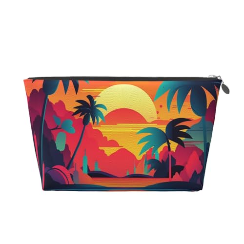 RLDOBOFE Kulturbeutel für Damen und Herren, Reise-Make-up-Tasche, Palmen unter Sonnenuntergang, Make-up-Organizer, Kosmetiktasche, silber, Einheitsgröße RLDOBOFE Kulturbeutel für Damen und Herren, Reise-Make-up-Tasche, Palmen unter Sonnenuntergang, Make-up-Organizer, Kosmetiktasche, silber, Einheitsgröße von RLDOBOFE