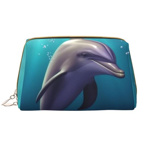 RLDOBOFE Kulturbeutel für Damen und Herren, Reise-Make-up-Tasche, niedliches Meerestier, Delfin, Make-Up-Organizer, Kosmetiktasche, Süßer Delfin mit Meerestieren, Einheitsgröße von RLDOBOFE