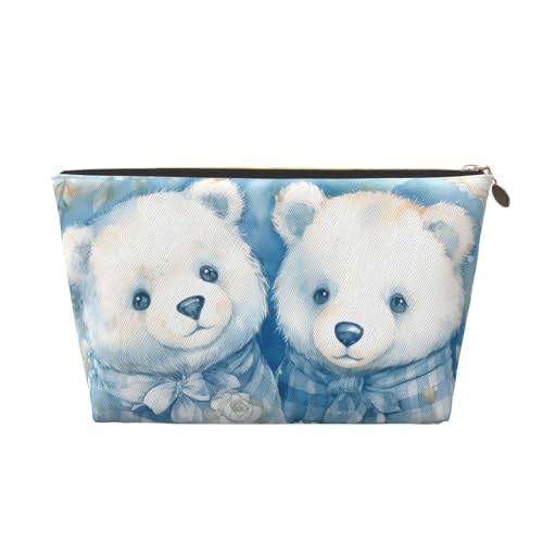 RLDOBOFE Kulturbeutel für Damen und Herren, Reise-Make-up-Tasche, zwei Bären in karierter Kleidung, Make-up-Organizer, Kosmetiktasche, gold, Einheitsgröße von RLDOBOFE