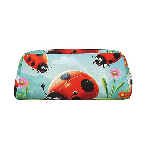 RLDOBOFE Ladybug Federmäppchen im Querformat, wasserdicht, mit Reißverschluss, Stiftebox, Kosmetiktasche für Büro-Bleistifte, silber, Einheitsgröße von RLDOBOFE