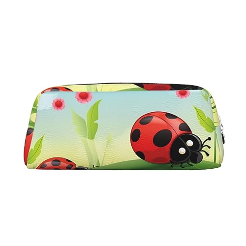 RLDOBOFE Ladybug Federmäppchen im Querformat, wasserdicht, mit Reißverschluss, Stiftebox, Kosmetiktasche für Büro-Bleistifte, silber, Einheitsgröße von RLDOBOFE