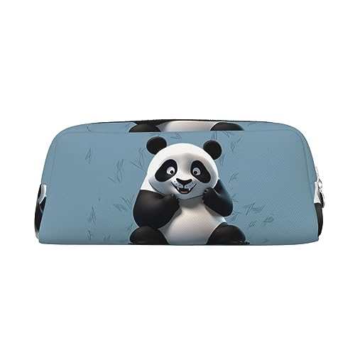 RLDOBOFE Lustige Panda-Reisetasche, wasserdicht, mit Reißverschluss, Leder, Stiftebox, Kosmetiktasche für Büro, Reisen, silber, Einheitsgröße, Für Reisen von RLDOBOFE