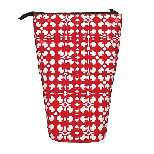 RLDOBOFE Stehendes Federmäppchen, rot und weiß, Teleskop-Federmäppchen, niedliches Federmäppchen, tragbares Federmäppchen, Pop-Up-Bleistifthalter, Make-up-Tasche für Urlaubsgeschenk, Schwarz, von RLDOBOFE