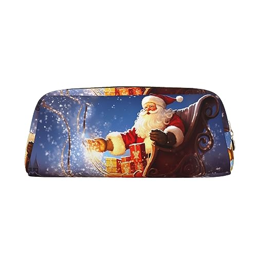 RLDOBOFE Weihnachtliche magische Reisetasche, wasserdicht, mit Reißverschluss, Leder, Stiftebox, Kosmetiktasche für Büro, Reisen, gold, Einheitsgröße von RLDOBOFE