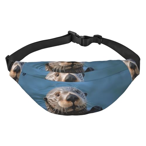 Sea Otter Bauchtaschen für Damen und Herren, Crossbody-Hüfttasche, wasserdichte Gürteltasche mit verstellbarem Riemen, Schwarz, Einheitsgröße, Schwarz, Einheitsgröße, Schwarz , Einheitsgröße von RLDOBOFE