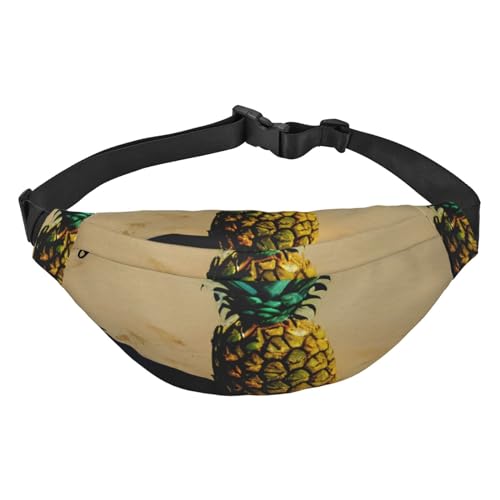 Seaside Beach Gürteltasche mit Ananas-Druck, für Damen und Herren, Crossbody-Hüfttasche, wasserdichte Gürteltasche mit verstellbarem Riemen, Schwarz, Einheitsgröße, Schwarz, Einheitsgröße, Schwarz , von RLDOBOFE