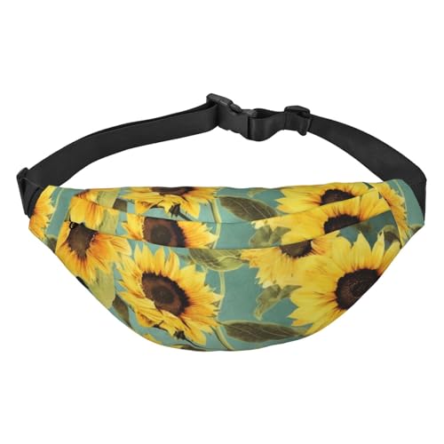 Spring Sunflowers Gürteltasche mit Retro-Blumendruck, für Damen und Herren, Crossbody-Hüfttasche, wasserdicht, Gürteltasche mit verstellbarem Riemen, Schwarz, Einheitsgröße, Schwarz, Einheitsgröße, von RLDOBOFE