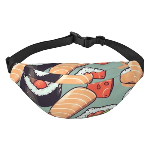 Sushi-Druck-Bauchtaschen für Damen und Herren, Crossbody-Hüfttasche, wasserdichte Gürteltasche mit verstellbarem Riemen, Schwarz, Einheitsgröße, Schwarz, Einheitsgröße, Schwarz , Einheitsgröße von RLDOBOFE