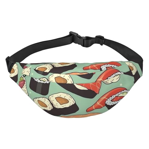 Sushi-Gürteltasche mit Lebensmittelmuster für Damen und Herren, Crossbody-Hüfttasche, wasserdichte Gürteltasche mit verstellbarem Riemen, Schwarz, Einheitsgröße, Schwarz, Einheitsgröße, Schwarz , von RLDOBOFE