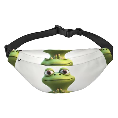 The Funny Frog Doing Yoga Print Bauchtasche für Damen und Herren, Crossbody-Hüfttasche, wasserdichte Gürteltasche mit verstellbarem Gurt, Schwarz, Einheitsgröße, Schwarz, Einheitsgröße, Schwarz , von RLDOBOFE