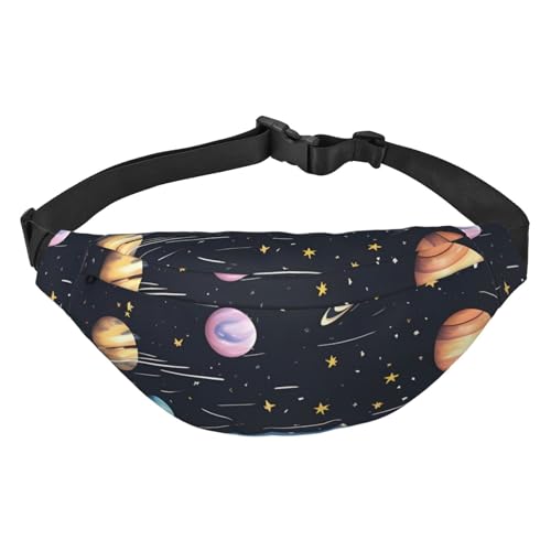 The Solar Family Print Bauchtasche für Damen und Herren, Crossbody-Hüfttasche, wasserdichte Gürteltasche mit verstellbarem Riemen, Schwarz, Einheitsgröße, Schwarz, Einheitsgröße, Schwarz , von RLDOBOFE