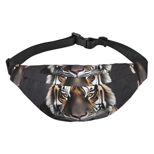 Tiger at Rest Bauchtasche für Damen und Herren, Crossbody-Hüfttasche, wasserdichte Gürteltasche mit verstellbarem Riemen, Schwarz, Einheitsgröße, Schwarz, Einheitsgröße, Schwarz , Einheitsgröße von RLDOBOFE