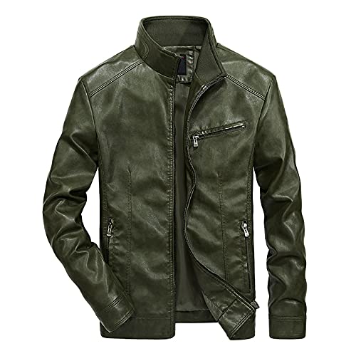 RLEHJN Echtes Lederjacke Herren Mantel Leder Retro Winterjacke Ledermantel Kurz Mittelalter Jacke Leder Distressed Winter Herrenmantel Große Größe Pilotenjacke Biker Mantel Bomberjacke von RLEHJN