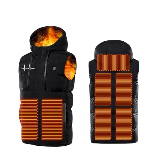 Beheizbare Weste, USB Elektrische Heizweste Für Herren Damen Mit Mit 7 Heizzone, 3 Einstellbare Wärmestufe, Beheizte Weste Heizjacke Herren Beheizbare Jacke mit Kapuze Für Outdoor Motorrad Camping von RLEHJN