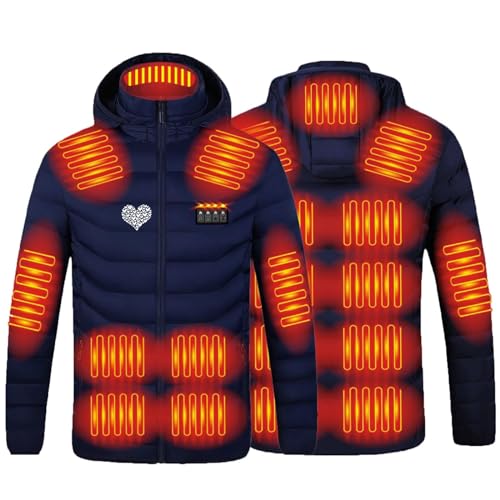 Beheizte Jacke für Herren Damen Warm Heizjacke mit 21 Heizzonen Elektrisch Beheizbare Jacke Wasserdicht Winddicht Daunenjacke Heizweste Winterjacke Beheizbare Kleidung Pufferjacke zum Skifahren von RLEHJN