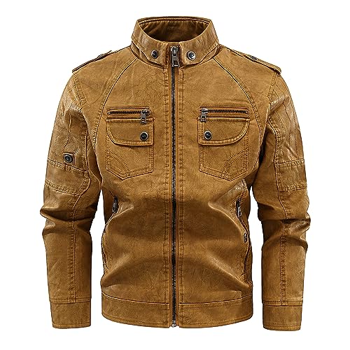 Bikerjacke Lederjacke Fliegerjacke Herren Classic Sports Übergangsjacke Freizeitjacke Bomberjacke Leichte Dünne Übergangs Winddicht Ledermantel Pilotenjacke mit Stehkragen Herbst Frühling Blouson Bikerjacke Lederjacke Fliegerjacke Herren Classic Sports Übergangsjacke Freizeitjacke Bomberjacke Leichte Dünne Übergangs Winddicht Ledermantel Pilotenjacke mit Stehkragen Herbst Frühling Blouson von RLEHJN