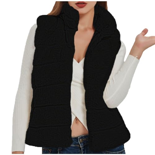 Damen Fellweste Kunstpelz Weste Kurzweste Kunstfell Mantel Jacke Fellimitat Weste Faux Pelz Waistcoat Plüschweste Fleeceweste ärmellos Winterjacke Parka Fell Mäntel Tops Für Frühling Herbst Und Winter von RLEHJN