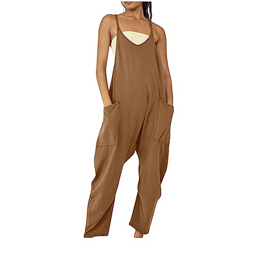 Damen Latzhose Loose Fit Baggy Jumpsuit ärmellos Overall Sommer Lose Spaghetti Strap Ärmellose Playsuit Einteiler Gerade Bein Mädchen Musselin Jumpsuits Einfarbig Lang Bib Pants Haremshose Romper Damen Latzhose Loose Fit Baggy Jumpsuit ärmellos Overall Sommer Lose Spaghetti Strap Ärmellose Playsuit Einteiler Gerade Bein Mädchen Musselin Jumpsuits Einfarbig Lang Bib Pants Haremshose Romper von RLEHJN