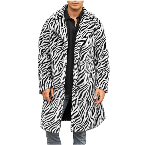 Herren Pelzmantel Kunstpelz Mantel Lang Kunst Felljacke Pelzkragen Wind Coat Winterjacke Faux Pelz Fur Warm Mantel Pelzjacke Langarm Revers Faux Pelz Jacke Cardigan Winterjacke Männer Parka von RLEHJN