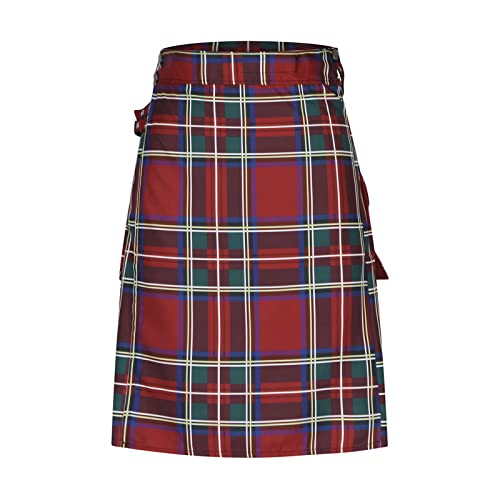 Herren Schottischer Kilt Klassischer Schottische Kleidung Männer Traditioneller Kilt Rock Rock Kleid Vintage Casual Karo Rock mit Taschen Kontraststich Faltenrock Traditionelles Faltenrock von RLEHJN