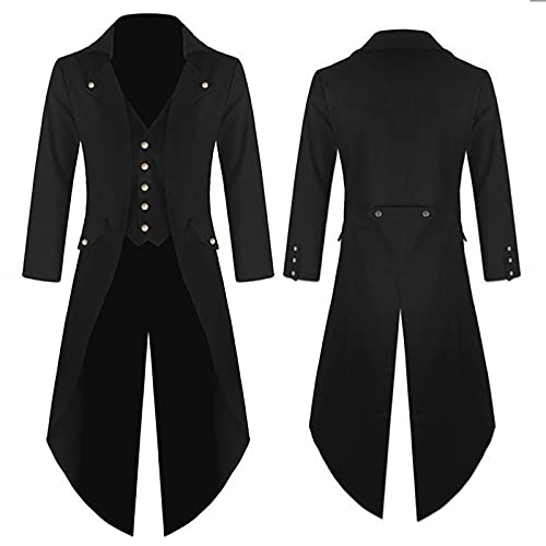 Herren Steampunk Frack Mantel Gothic Gehrock Mittelalter Jacke Smoking Viktorianisch Renaissance Pirat Viking Kostüm Vintage Uniform Karneval Fasching Halloween Kostüm Party Cosplay Verkleidung von RLEHJN