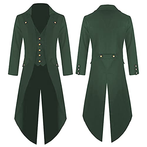 Herren Steampunk Frack Mantel Gothic Gehrock Mittelalter Jacke Smoking Viktorianisch Renaissance Pirat Viking Kostüm Vintage Uniform Karneval Fasching Halloween Kostüm Party Cosplay Verkleidung von RLEHJN