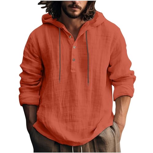 Hoodie Leinenhemd Herren Langarm Dünn Atmungsaktiv Leinen Langarmshirt Sweatshirt mit Kapuze Sommer Hemd Baumwolle Frühling Freizeithemd Leicht Casual Shirt Angebote des Tages Heute Blitzangebote von RLEHJN