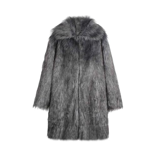 Kunstpelz Mantel Herren Pelzmantel Herren Lang Kunst Felljacke Pelzkragen Wind Coat Winterjacke Faux Pelz Fur Warm Mantel Pelzjacke Langarm Revers Faux Pelz Jacke Cardigan Winterjacke Männer Parka von RLEHJN