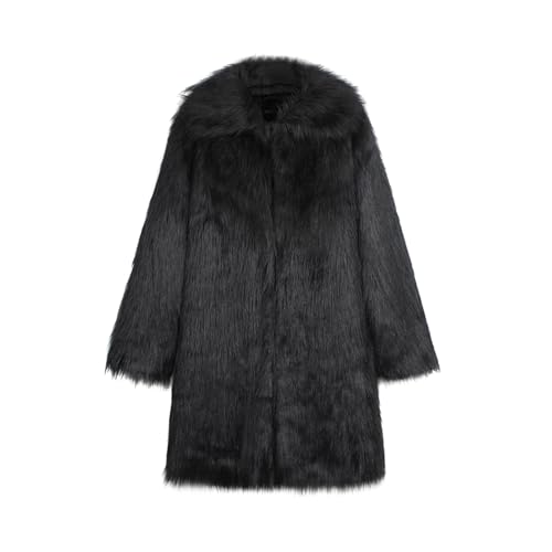 Kunstpelz Mantel Herren Pelzmantel Herren Lang Kunst Felljacke Pelzkragen Wind Coat Winterjacke Faux Pelz Fur Warm Mantel Pelzjacke Langarm Revers Faux Pelz Jacke Cardigan Winterjacke Männer Parka von RLEHJN