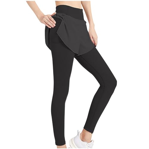 Leggings mit Shorts 2 in 1 Damen Lang Dünne Sommer High Waist Kurze Sporthose Laufhose Blickdicht Große Größen Stretch Stoffhose Einfarbig Yogahose Jogging Hosen Gym Running Fitness Bottom Caprihose Leggings mit Shorts 2 in 1 Damen Lang Dünne Sommer High Waist Kurze Sporthose Laufhose Blickdicht Große Größen Stretch Stoffhose Einfarbig Yogahose Jogging Hosen Gym Running Fitness Bottom Caprihose von RLEHJN