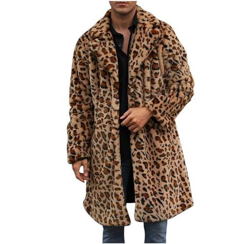 Pelzmantel Herren Lang Fellmantel Kunstfell Plüsch Winterjacke Warm Mantel Pelzjacke Langarm Revers Faux Pelz Jacke Cardigan Felljacke Wintermantel Winterjacke Männer Parka Kunstpelz Faux Fur von RLEHJN