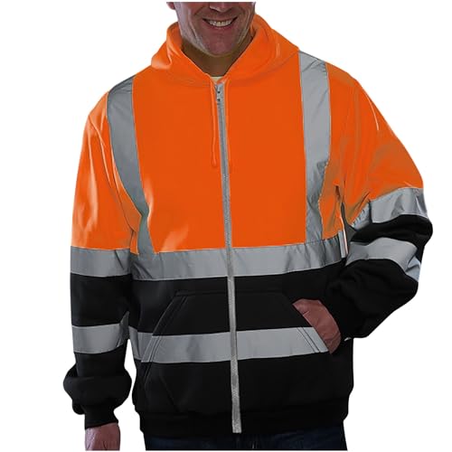 RLEHJN Arbeitsjacke Herren Winter Warnschutz Parka Arbeitsjacken Warnschutzjacke Warnjacke Jacke Pilotenjacke Thermo Jacke Reflektierenden Streifen Gelb, Schwarz, Orange, Grün von RLEHJN