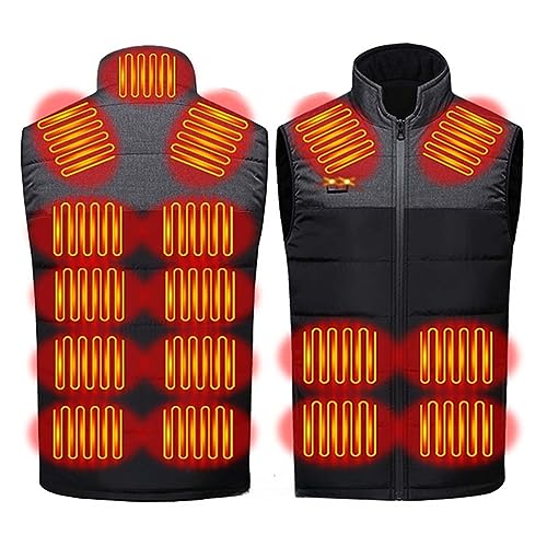 RLEHJN Beheizbare Weste Damen Herren Heizweste Jagd ärmellos Beheizbare Jacke Mit Heizung, 4/8/9//11/13/17 Heizzonen Unisex Wärmeweste USB Elektrisch Heated Vest Powerbank Winter Wärmende Gilet von RLEHJN