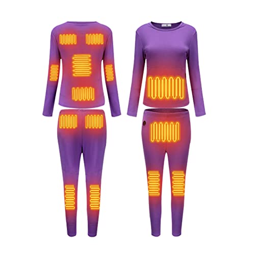 RLEHJN Beheizte Unterwäsche Damen, 22 Zonen Heizung Beheizbares Langarm Hemd Und Hose Set, Thermo-Unterwäsche Heizung Kleidung,Winter Base Layer Sets(No Akku) von RLEHJN