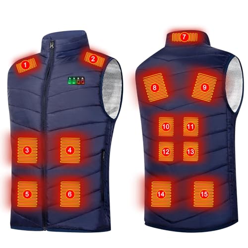 RLEHJN Black Friday Beheizbare Weste Damen Heizweste Herren Beheizte Jacke Winter Heizjacke Wärmeweste mit 8/9/11/13/15/17 Heizzone, Beheizte Weste Casual Beheizbare Jacke Leicht Heated Vest von RLEHJN