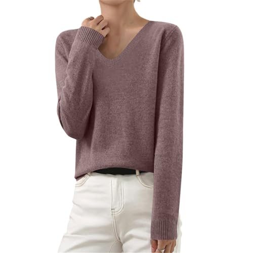RLEHJN Black Friday Wollpullover Damen, Oversize Strickpullover Baumwolle Pullover Lose Langarmshirt Winter Strickpulli Basic Wickelpullover Elegant Damenmode Langarm Oberteile Casual Winterpullover von RLEHJN