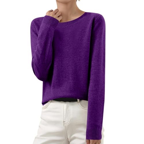 RLEHJN Black Friday Wollpullover Damen, Oversize Strickpullover Baumwolle Pullover Lose Langarmshirt Winter Strickpulli Basic Wickelpullover Elegant Damenmode Langarm Oberteile Casual Winterpullover von RLEHJN