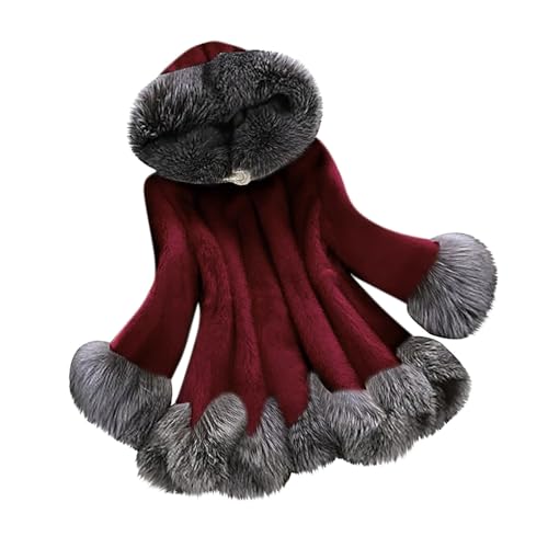 RLEHJN Damen Pelzmantel Kunstpelz Mantel Faux FüR Pelzjacke Kunstfell Soft Pelzmantel Mittellange Felljacke Warme Winter Flauschige Fellmantel Frauen Nerzmantel Parka Jacke Wintermantel Cardigan von RLEHJN