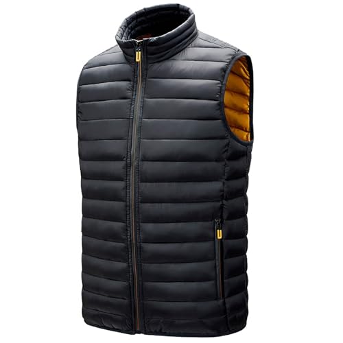 RLEHJN Daunenweste Herren, Steppweste Herren Vest Lockerer Leicht, Ärmellose weste herren Dünne Herrenweste Winter Slim Fit Übergangsjacke Ultraleichte Daunenmantel Outdoor von RLEHJN