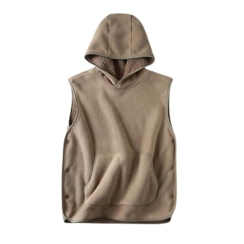 RLEHJN Fleeceweste Mit Kapuze Herren Outdoor Wasserdichte Zip Bodywarmer Fleece Weste Softshellweste Freizeit ärmellos Thermojacke Freizeit ärmellos Jacke Stehkragen Anglerweste Mit Taschen von RLEHJN