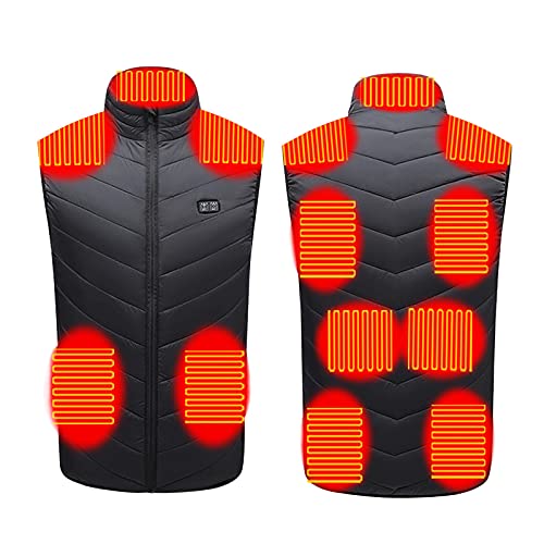 RLEHJN Heizweste für Männer und Frauen,11 Zonen Beheizte Baumwoll Motorrad Weste, Usb-Lademodelle, ärmellose Beheizbare Jacke Black Friday 2024, Stehkragen Steppweste für Camping Wandern Skifahren von RLEHJN