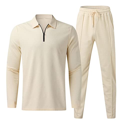 RLEHJN Herren Jogginganzug Trainingsanzug Overall Hausanzug Warm Winter Tracksuit Herren Reißverschluss Langarmhose, zweiteiliger Sportanzug, Langärmeliger Revers-Anzug von RLEHJN